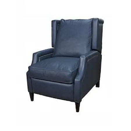 Manual Push Back Recliner with Exposed Wood Legs and Nail Head